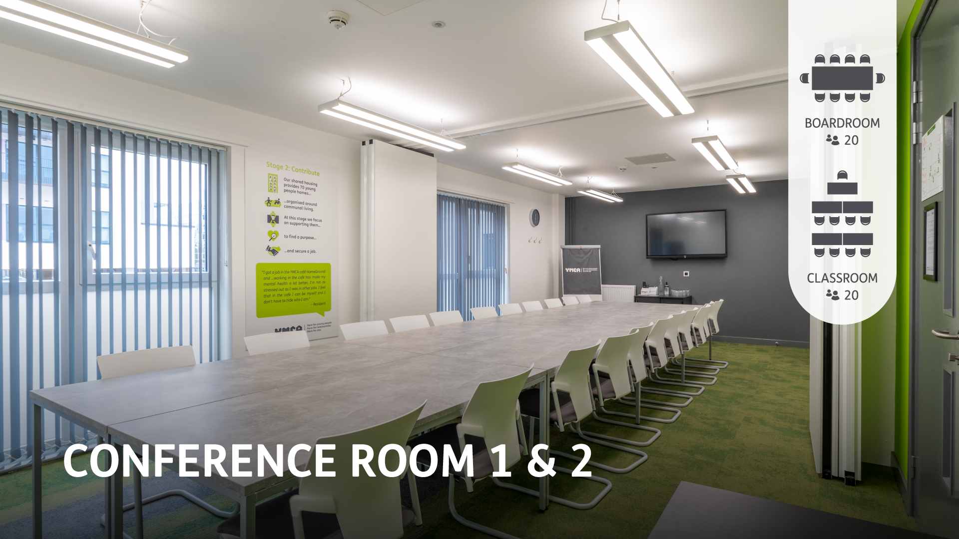 Conference Rooms 1 and 2 combined layout